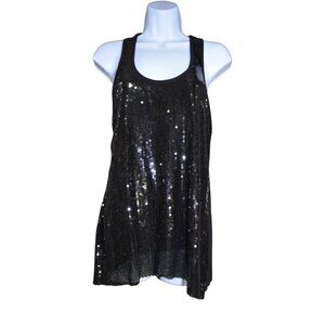 Pathway Black Sequin Racerback Tank Top Size Small Dressy Party Holiday Chic